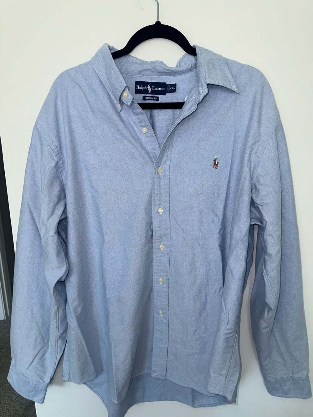 Ralph Lauren Custom Fit Oxford Long Sleeve Button-Down Shirt XXL Light Blue